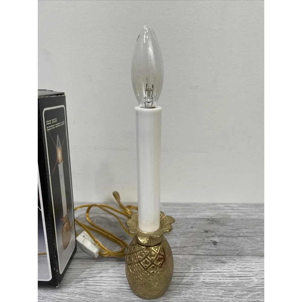 Williamsburg Solid‎ Brass Pineapple Electric Window Light & Bulb Tested NOS VTG